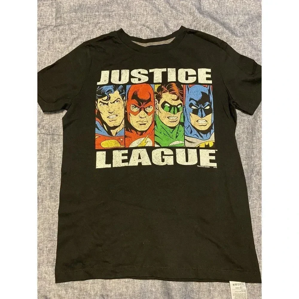 OLD NAVY JUSTICE LEAGUE KIDS T SHIRT SIZE MEDIUM VINTAGE GRAPHICS